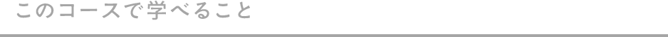 このコースで学べること